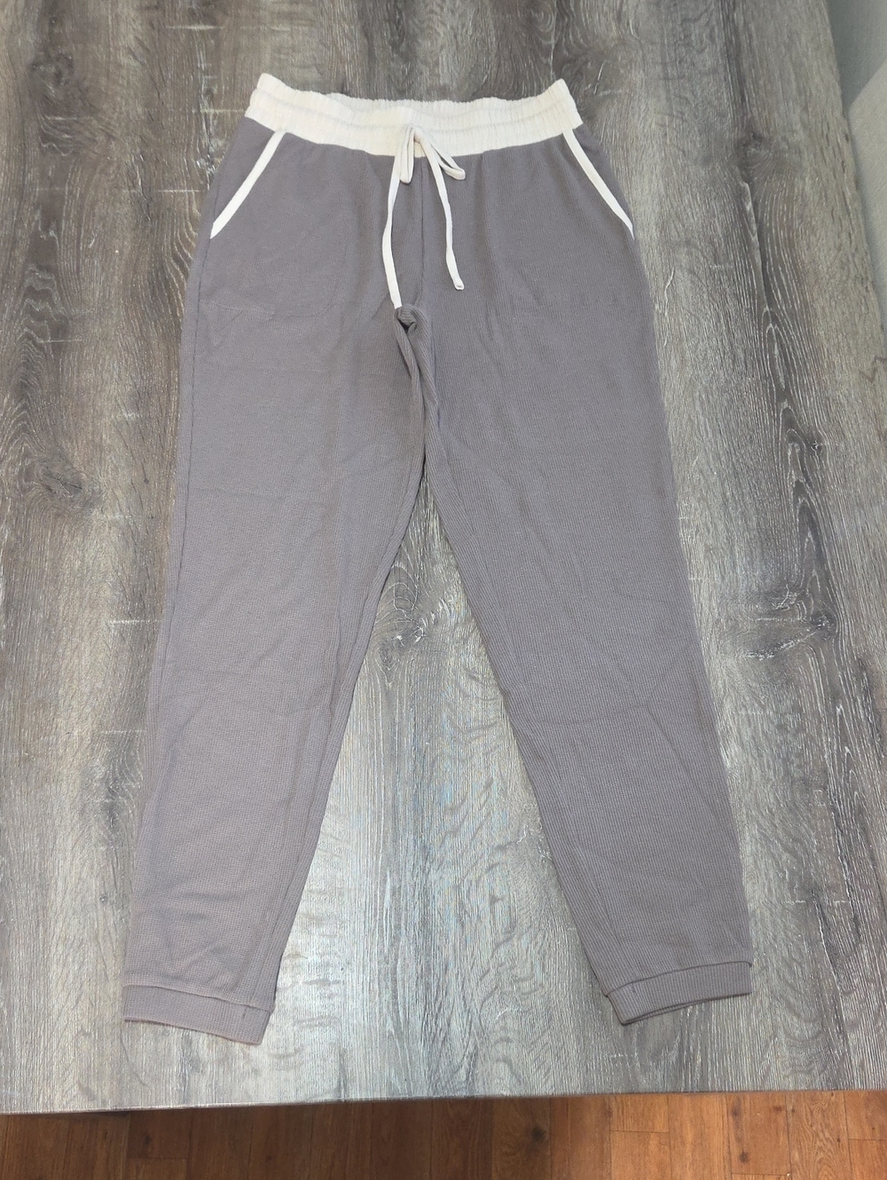 NEW! AnyBody Thermal Waffle Cozy Knit Two-Tone Loungewear Pants Joggers XS